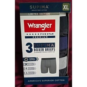 Wrangler Five Star Premium‎ 3 Supima Boxer Briefs Sz X-Large Limited Edition